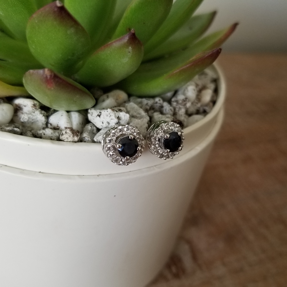 ⚡SOLD⚡Natural Sapphire SS Stud Earrings - Picture 2 of 4